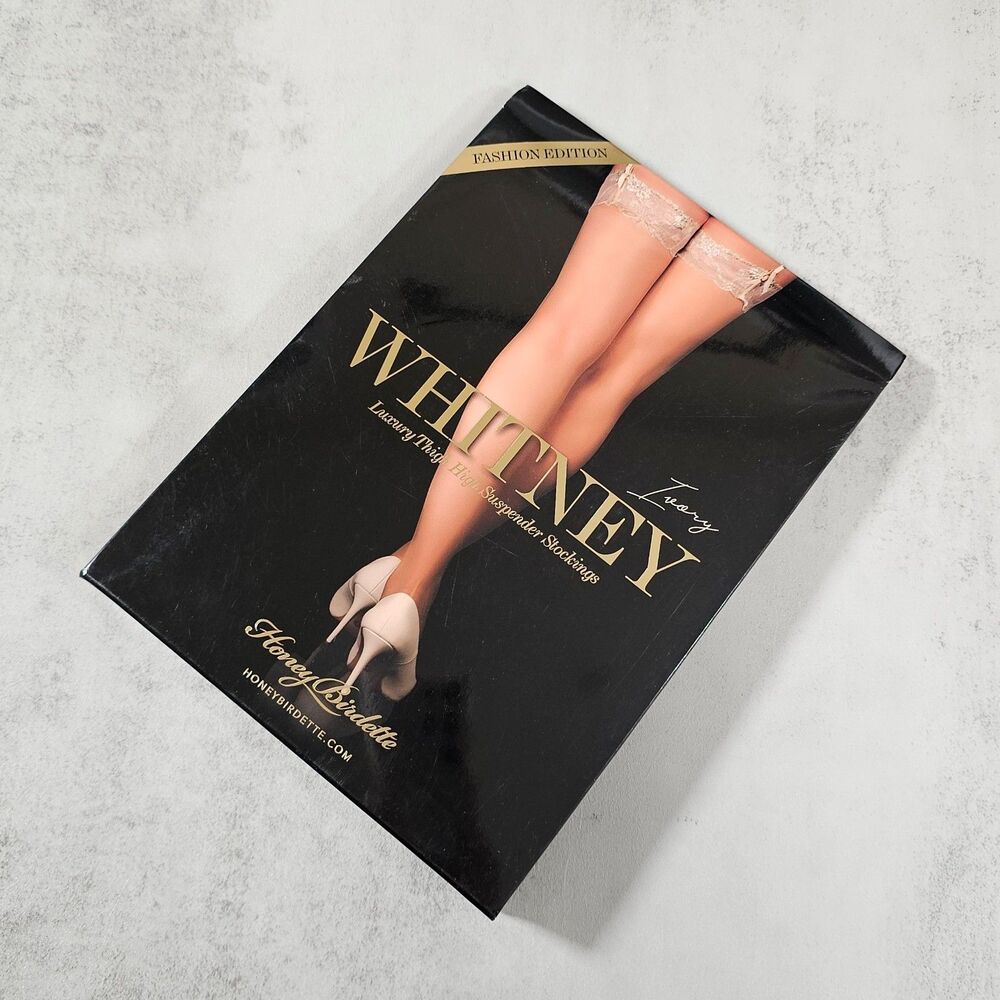Honey Birdette Whitney Ivory Holographic Thigh High Suspender Stockings Size L